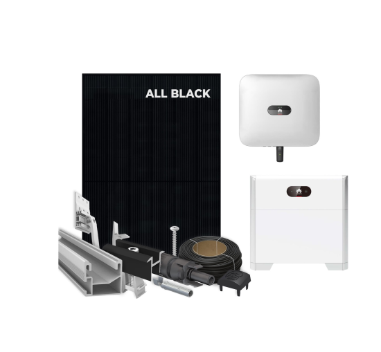 Solcellepakke 6,56 kWp - All Black - Huawei Hybrid inverter + 5 KWH Batteri